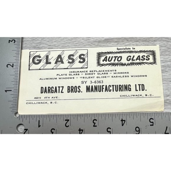 Dargatz Brothers Auto Glass Vintage Print Ad Chilliwack B.C. Automotive 1950s - Picture 3 of 3